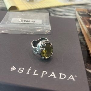 Silpada sparkling olive Swarovski Crystal set in oxidized sterling silver